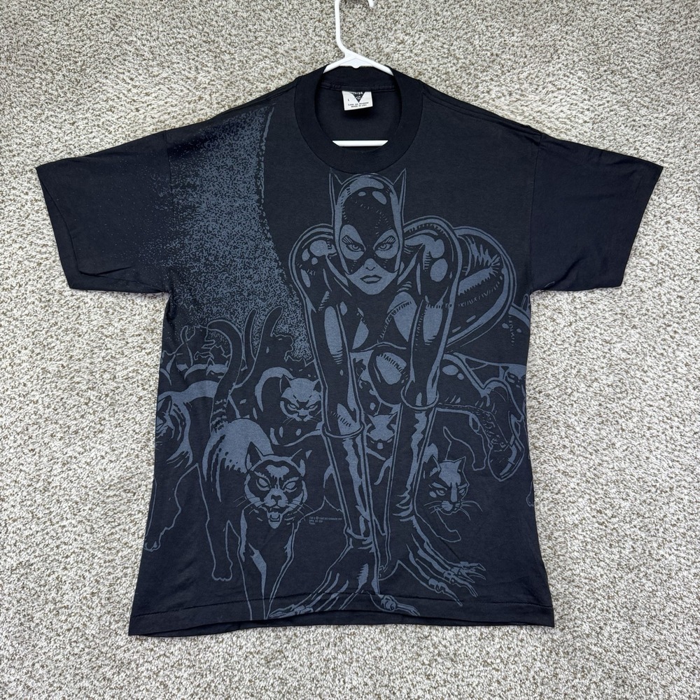 Vintage 1992 DC Comics Catwoman Shirt Size Large AOP Superhero SSI Single Stitch